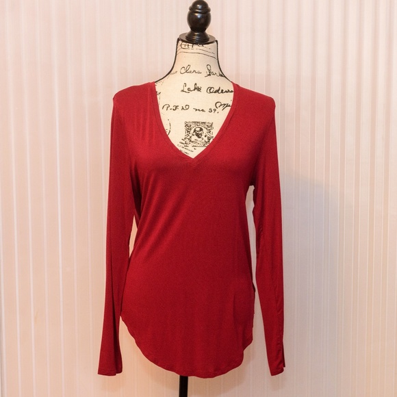 Old Navy Tops - Old Navy Luxe Red Long Sleeve Shirt